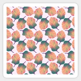 Tropical Leaves Pattern in Salmon & Green Sticker